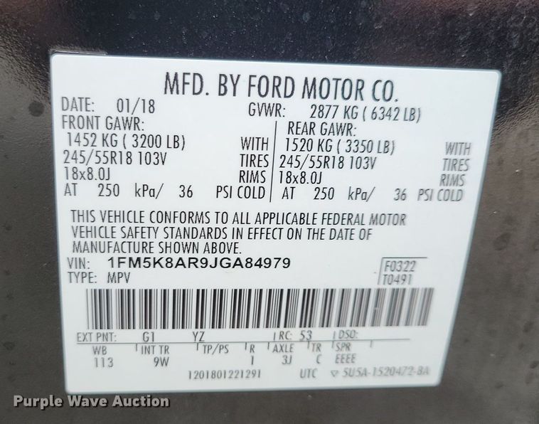 image for item JO9140 2018 Ford Explorer Police Interceptor  SUV