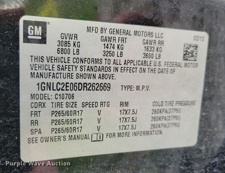 image for item JO9141 2013 Chevrolet Tahoe Police  SUV