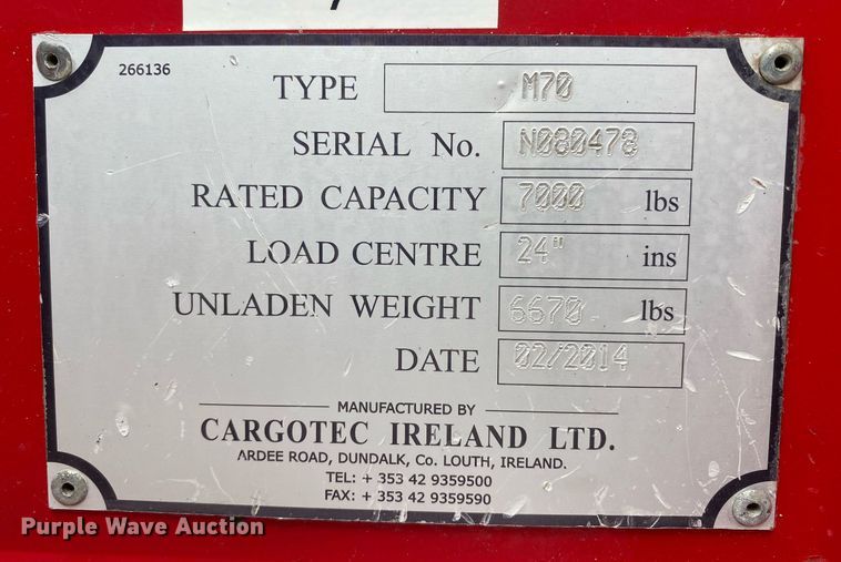 image for item KB9455 2014 Moffett M70  forklift