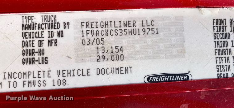 image for item KB9464 2005 Freightliner M2 Business Class  water truck
