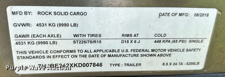 image for item KL9093 2019 Rock Solid Cargo  enclosed cargo trailer