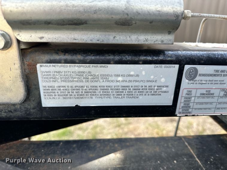 image for item KL9152 2014 MMDI  utility trailer