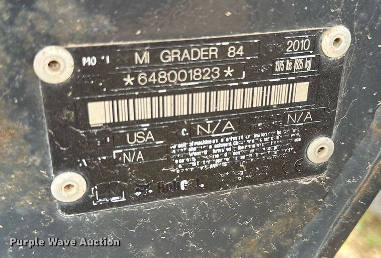 image for item KL9199 2010 Bobcat MI Grader 84  skid steer grader