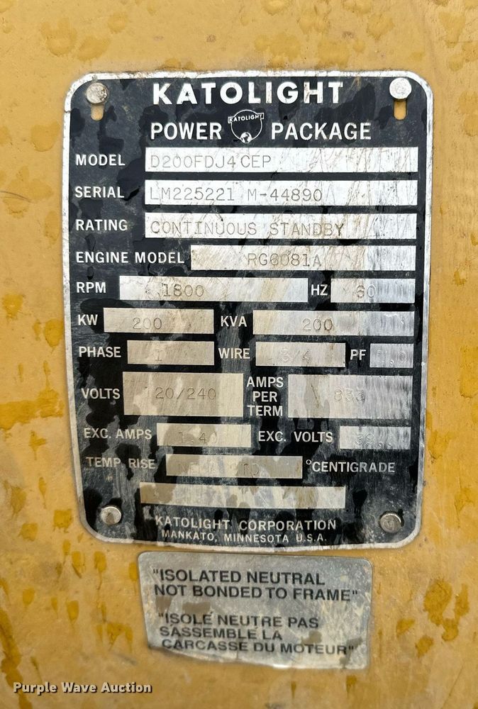 image for item KU9958 Katolight D200FDJ4CEP  generator