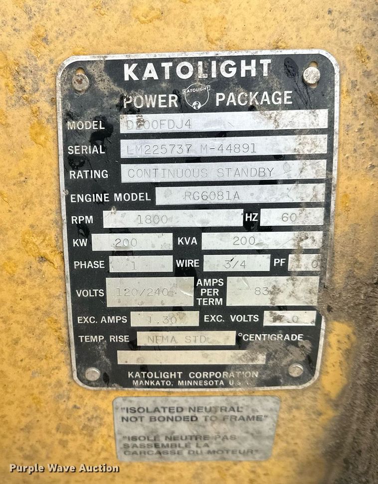 image for item KU9959 Katolight D200FDJ4  generator