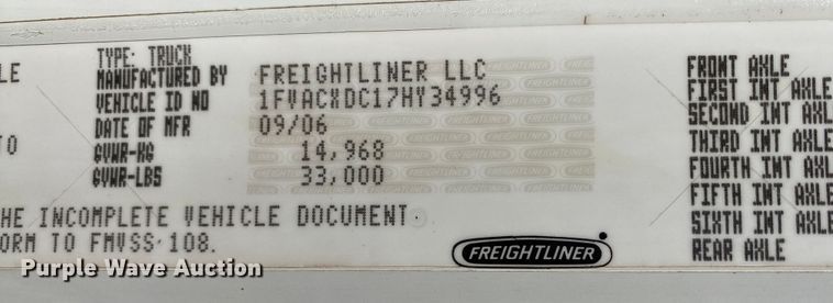 image for item KW9001 2007 Freightliner Business Class M2  refuse truck