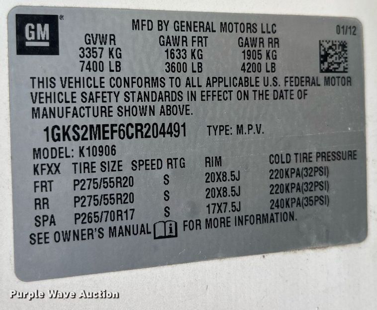 image for item LA9951 2012 GMC Yukon XL Denali  SUV