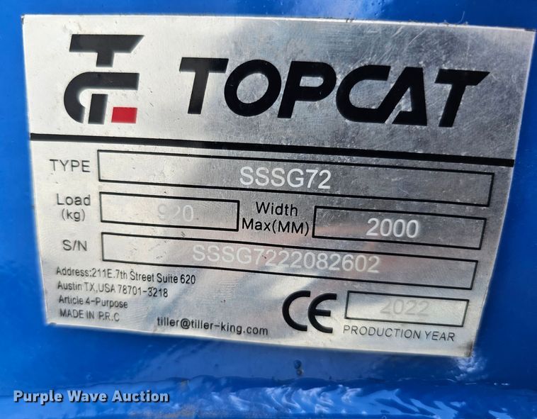 image for item LE9396 2022 Top Cat SSSG72  skid steer grader