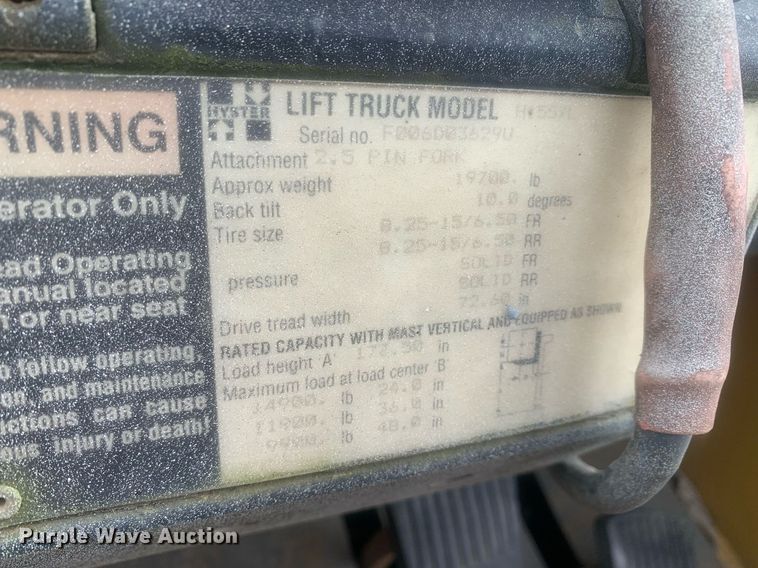 image for item LH9607 Hyster H155XL  forklift