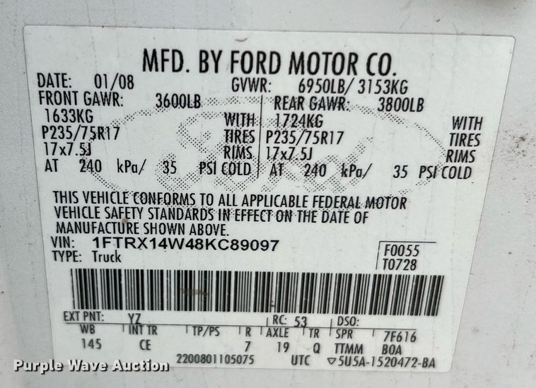 image for item LI9691 2008 Ford F150 XL  SuperCab pickup truck