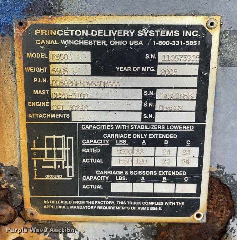 image for item LJ9645 2005 Princeton PB50  forklift