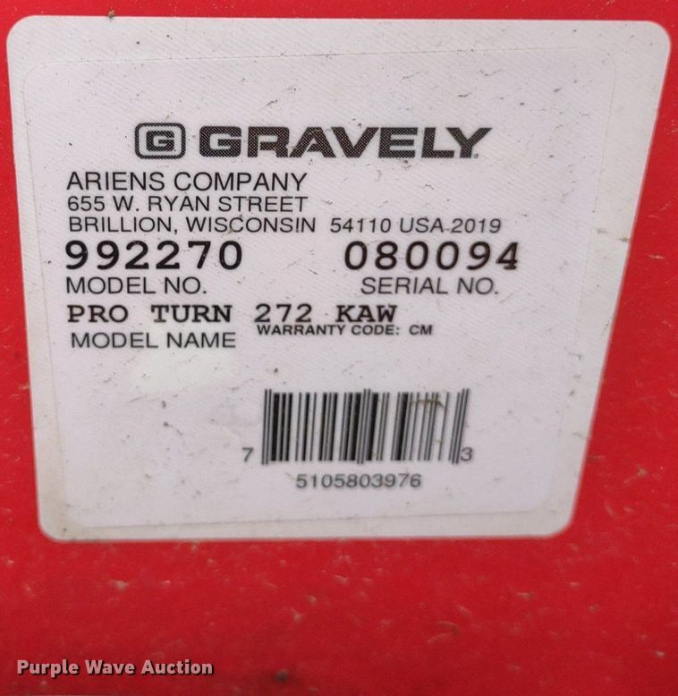 image for item LL9104 Gravely Pro Turn 272  ZTR lawn mower