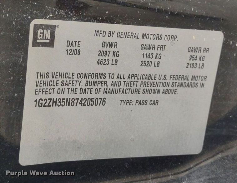 image for item LL9115 2007 Pontiac G6  convertible