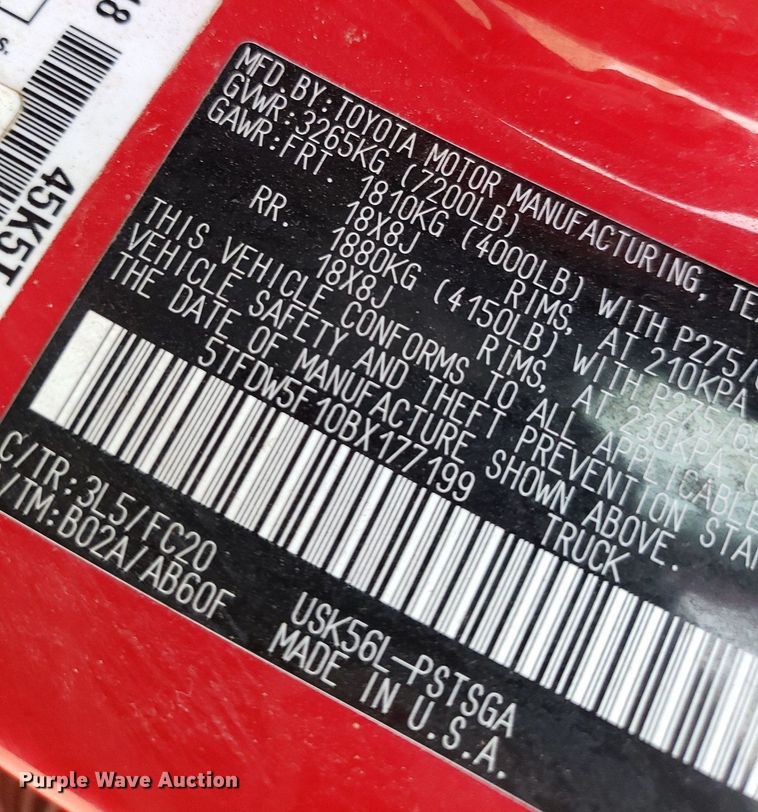 image for item LT9763 2011 Toyota Tundra  Crew Cab pickup truck