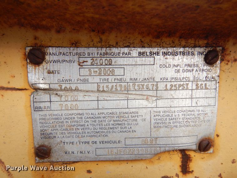 image for item LT9769 2008 Belshe  equipment trailer