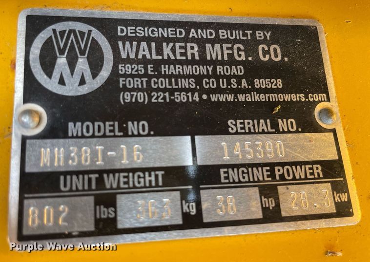 image for item LY9569 Walker MH38I-16  ZTR lawn mower
