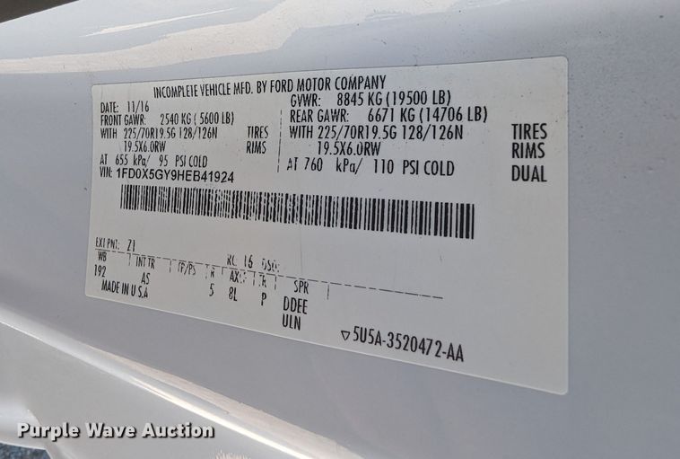 image for item MN9806 2017 Ford F550 Super Duty  vacuum truck