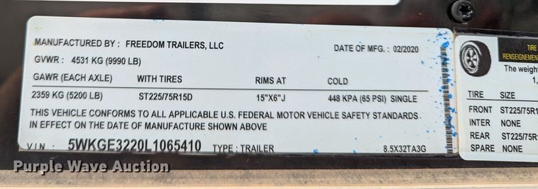 image for item MO9012 2020 Freedom Trailers  enclosed cargo trailer
