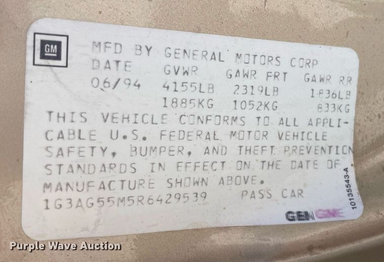 image for item MS9747 1994 Oldsmobile Cutlass Ciera