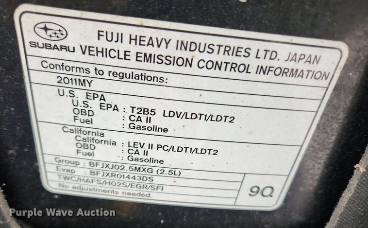 image for item MW9773 2011 Subaru Legacy