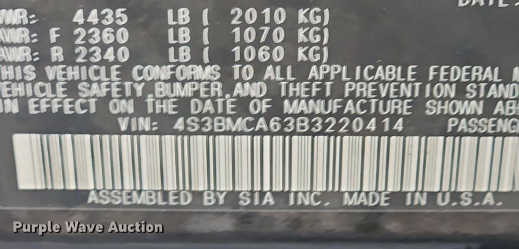 image for item MW9773 2011 Subaru Legacy