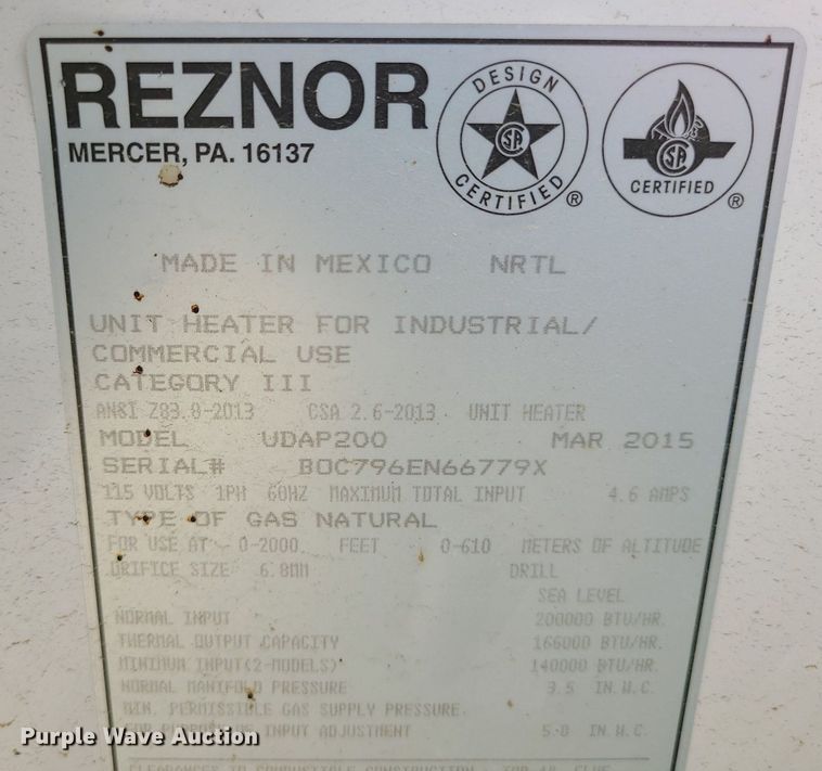 image for item MX9785 Reznor UDAP200  heater