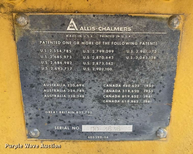 image for item DL7207 1966 Allis-Chalmers DD  rigid frame motor grader