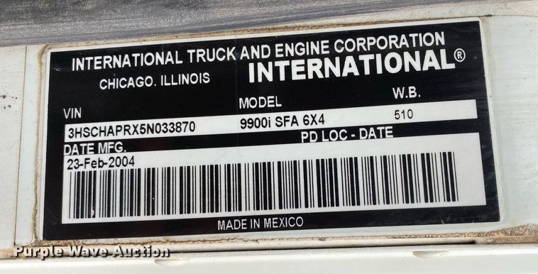 image for item DL7212 2005 International 9900i  dump truck