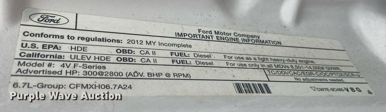 image for item DL7228 2012 Ford F350 Super Duty  SuperCab utility bed pickup truck