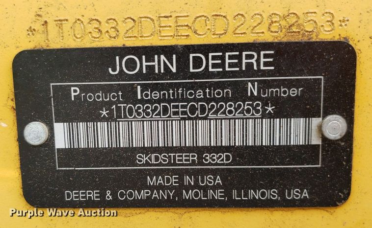 image for item DP7876 2012 John Deere 332D  skid steer loader