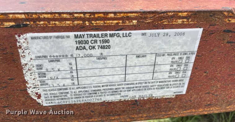 image for item DQ5804 2008 May  Utility trailer