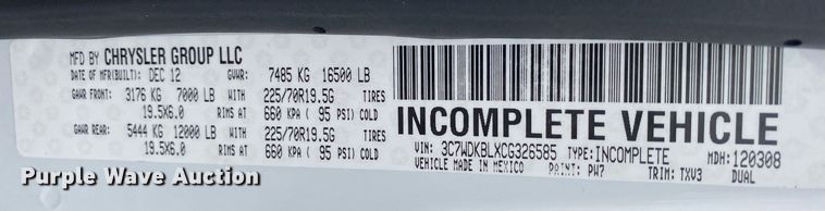 image for item KB9443 2012 Dodge Ram 4500HD  bucket truck