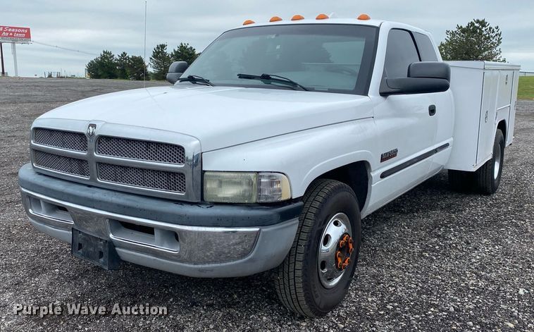 image for item KB9444 2001 Dodge Ram 3500  Quad Cab utility bed pickup truck