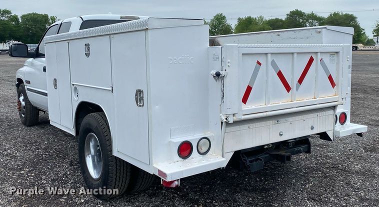image for item KB9444 2001 Dodge Ram 3500  Quad Cab utility bed pickup truck