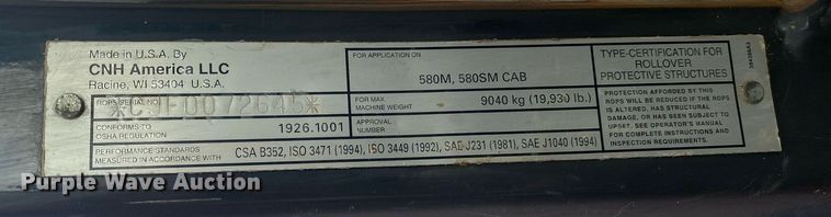 image for item KB9459 2007 Case 580 Super M  backhoe