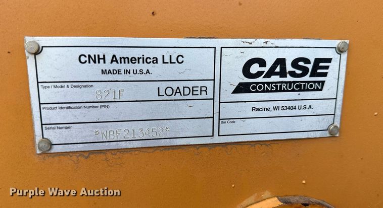 image for item KL9126 2011 Case 821F  wheel loader