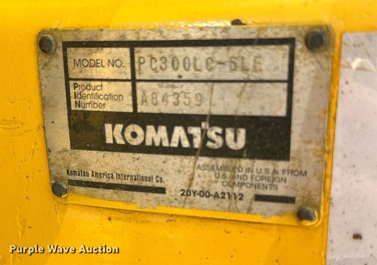 image for item KU9941 2002 Komatsu PC300LC-6  excavator