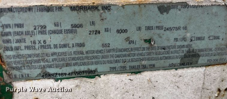 image for item LA9949 2015 Morbark Beever M12R  wood chipper