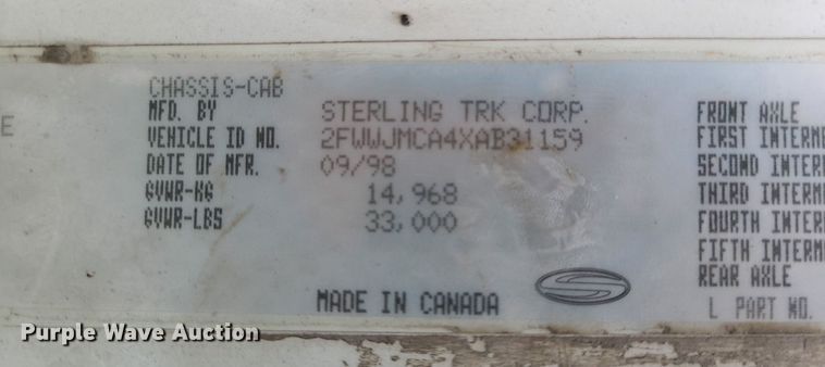 image for item LE9067 1999 Sterling A-Line  dump truck