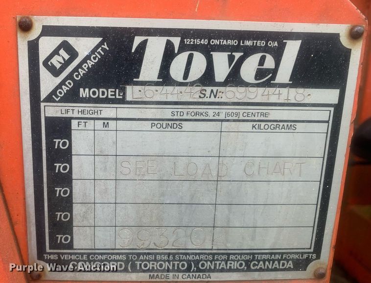 image for item LH9610 Tovel TL6-44-42  telehandler