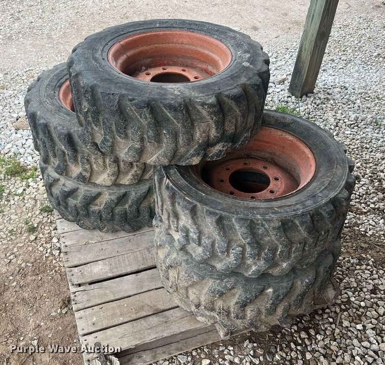 image for item LI9675 (5) Bobcat 10-16.5 skid steer wheels and tires