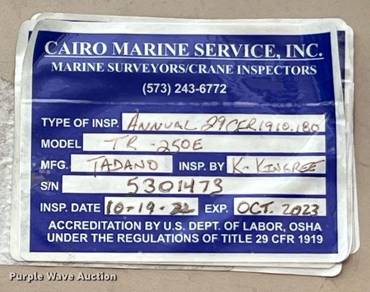 image for item LI9686 1987 Tadano TR250E  crane