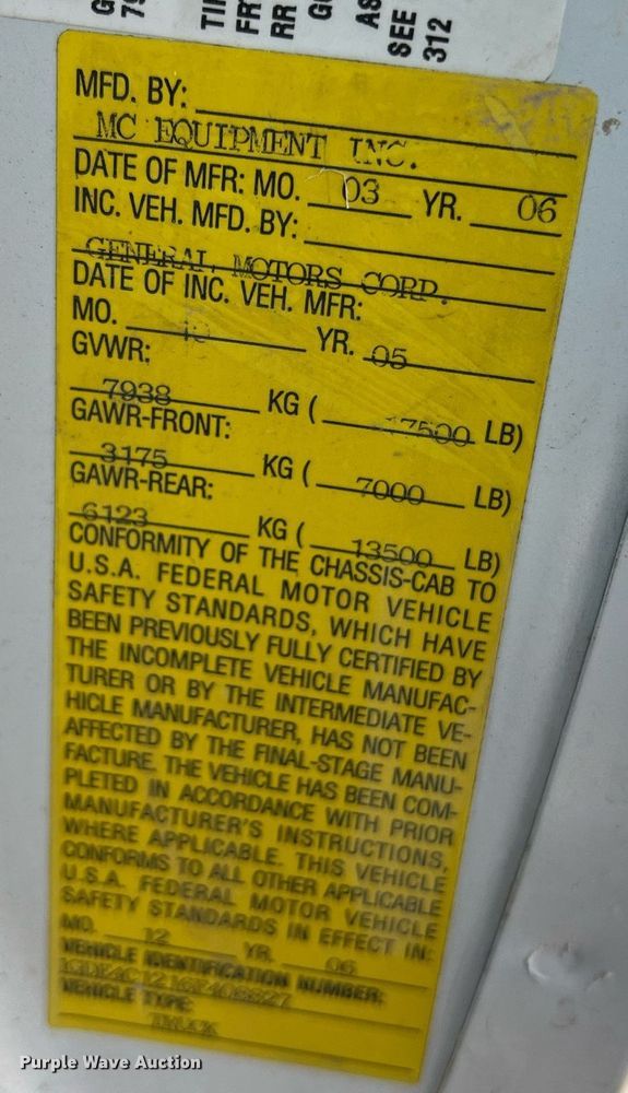 image for item LI9695 2006 GMC C4500  dump flatbed truck