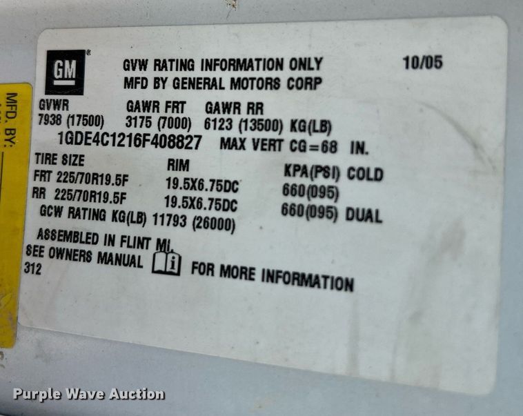 image for item LI9695 2006 GMC C4500  dump flatbed truck