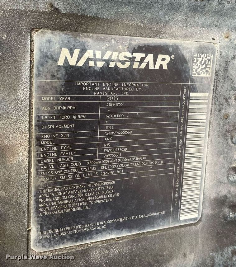 image for item LJ9653 2016 International 7600  vacuum truck