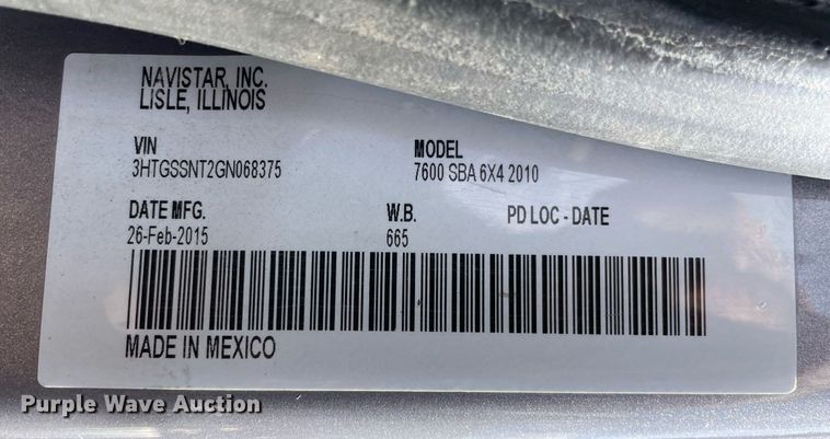 image for item LJ9653 2016 International 7600  vacuum truck