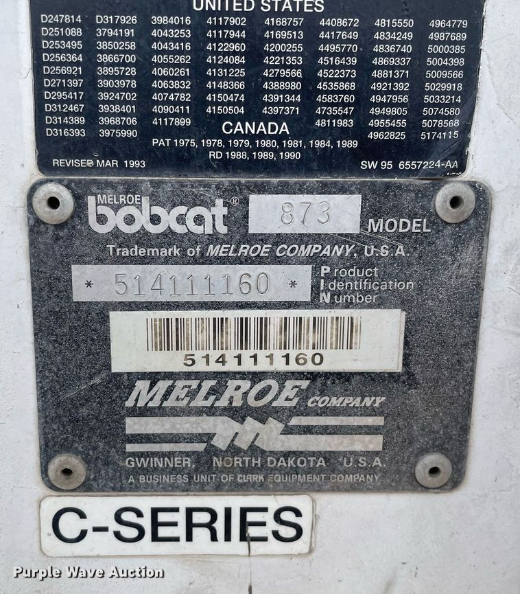 image for item LJ9670 1995 Bobcat 873  skid steer loader
