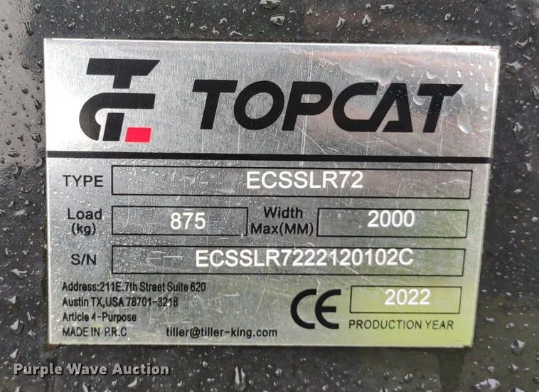 image for item LL9135 2022 TopCat ECSSLR72  skid steer landscape rake