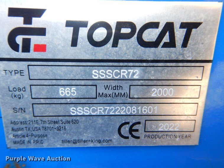 image for item MC9869 2022 TopCat SSSCR72  skid steer soil conditioner