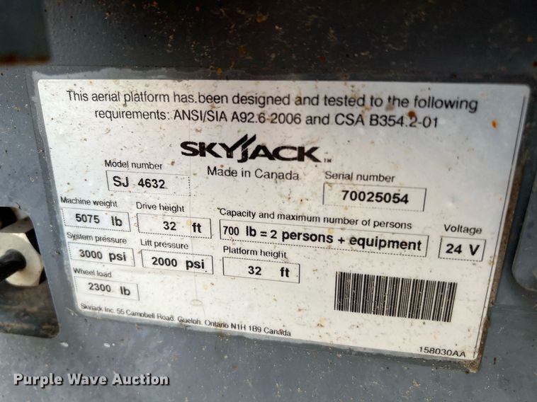 image for item MF9960 Skyjack SJ 4632  scissor lift